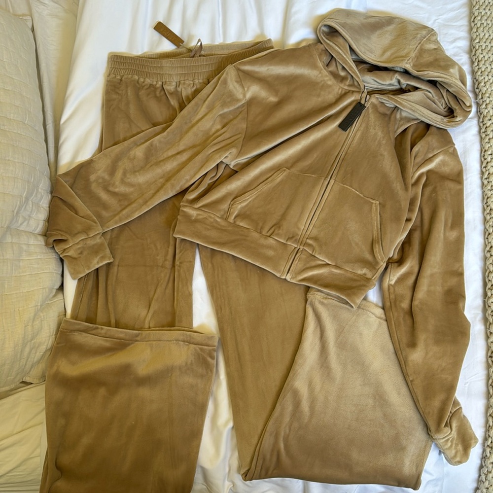 NWT SKIMS Velour Honey Beige Set (Small Pants / Medium Sweatshirt) **SOLD OUT**